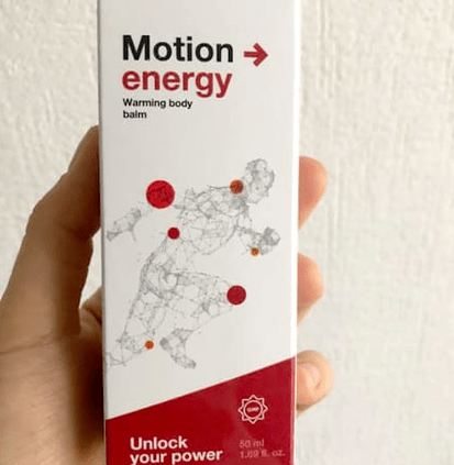 Packaging with Motion Energy balm, photo taken from Anna's review